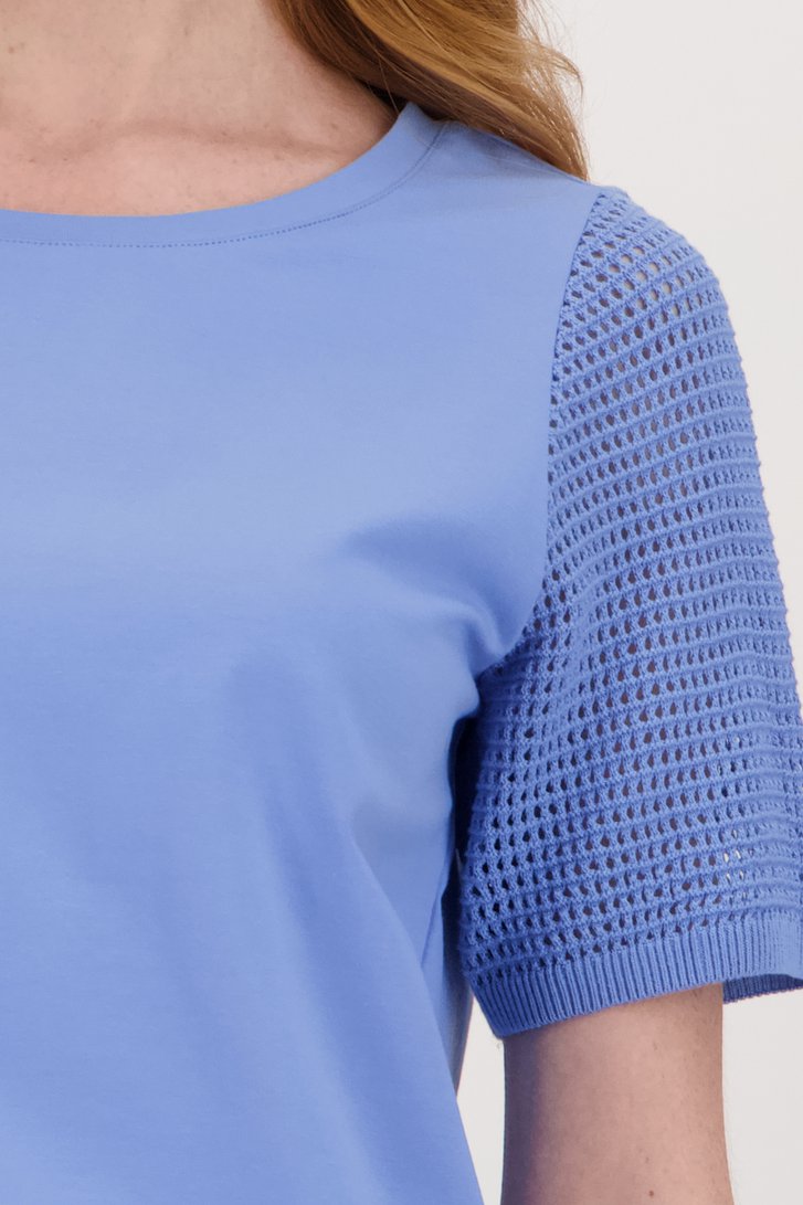 Blauw T-shirt met gehaakte mouwen van Libelle voor Dames