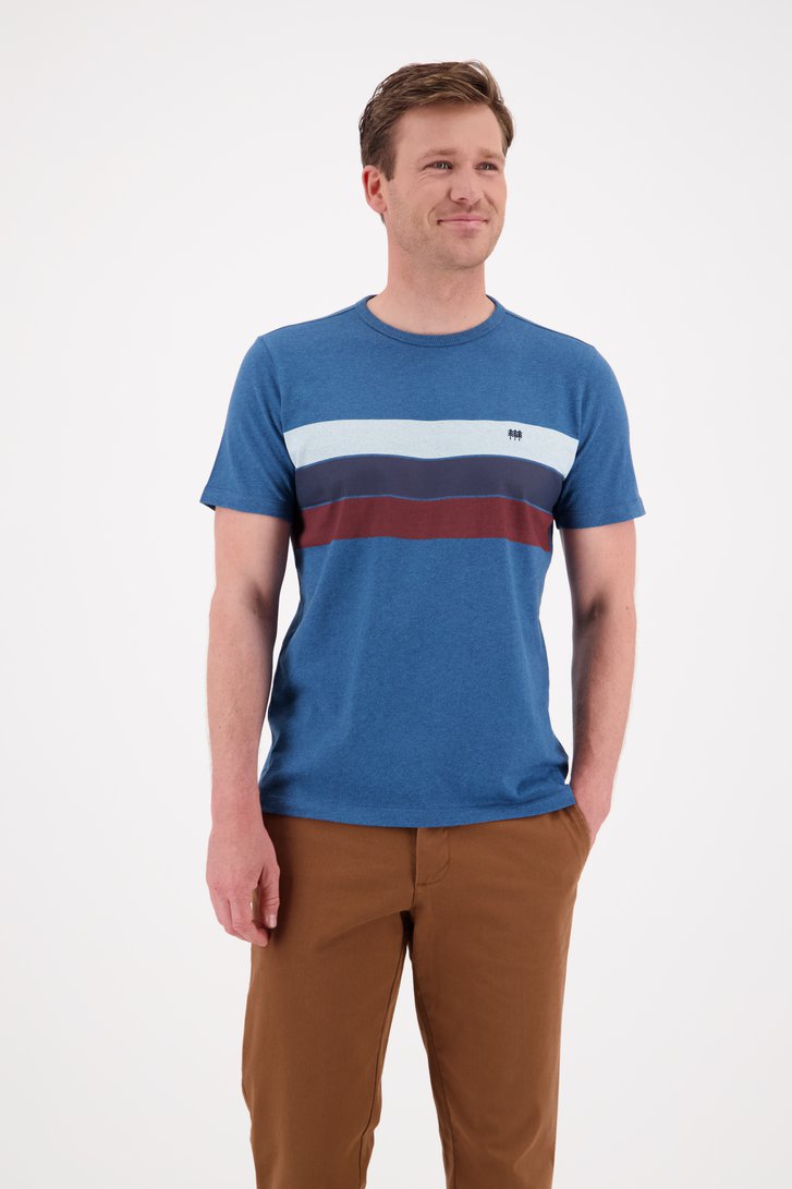 Blauw T-shirt met gestreepte print
