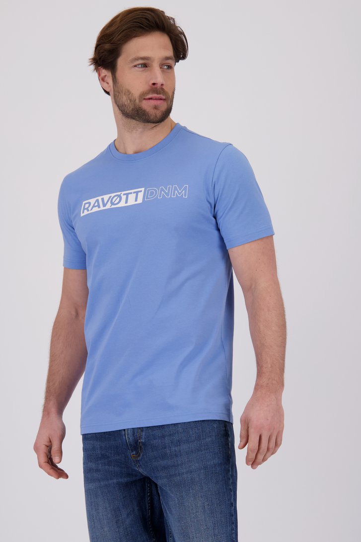 Blauw T-shirt met opdruk van Ravøtt voor Heren