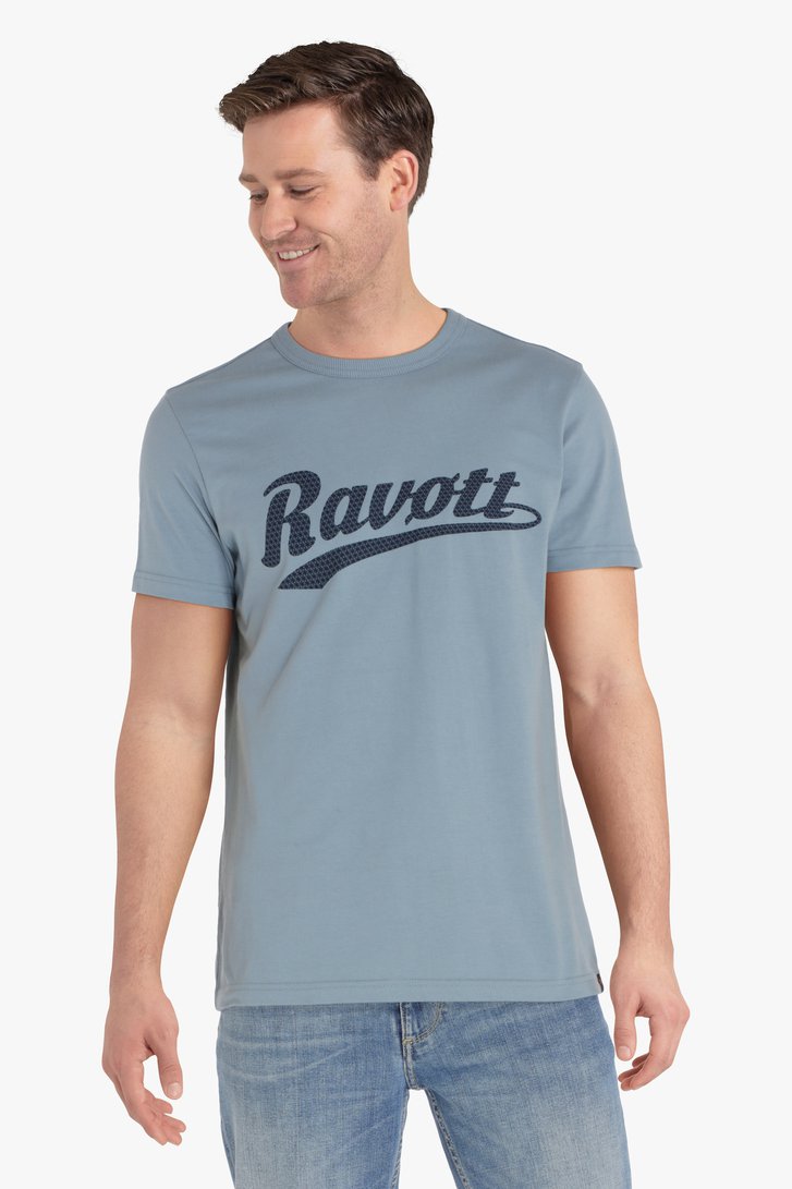 Blauw T-shirt met print van Ravøtt voor Heren