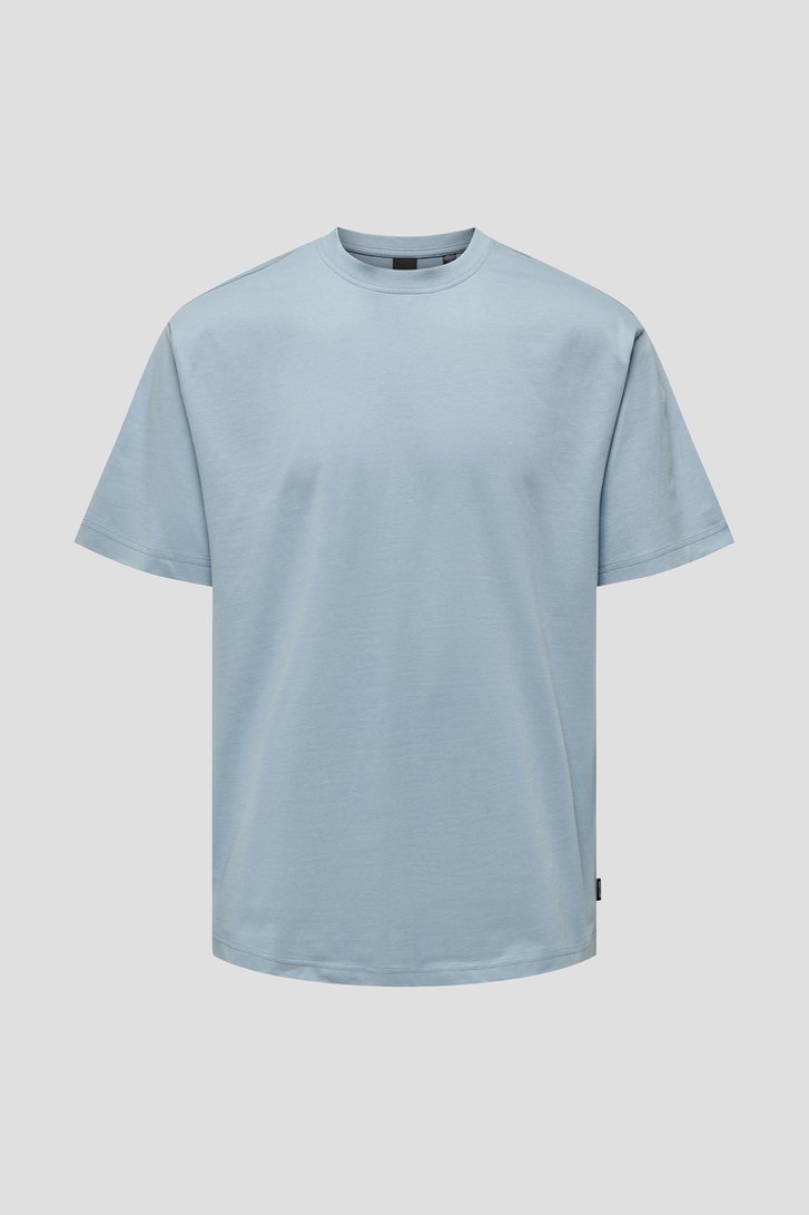 Blauw T-shirt met ronde hals van ONLY & SONS voor Heren
