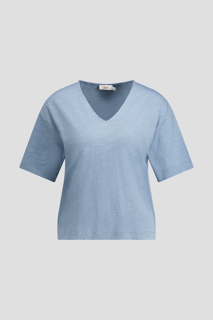 Productfoto 1 van Blauw T-shirt met V-hals door Libelle voor Dames