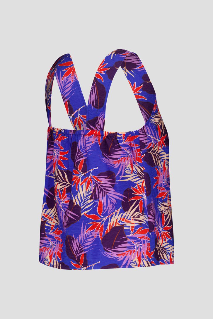 Blauw topje met bladerprint  van Libelle voor Dames