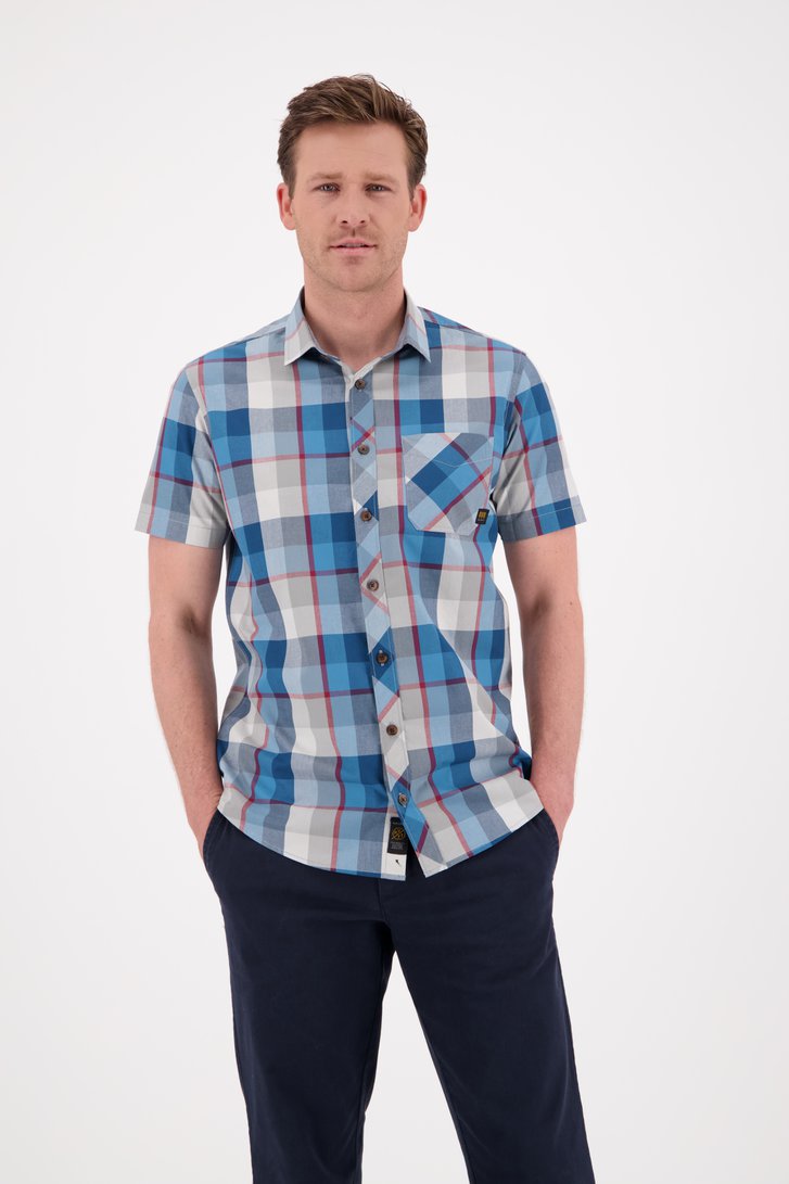 Blauw-wit geruit hemd - regular fit