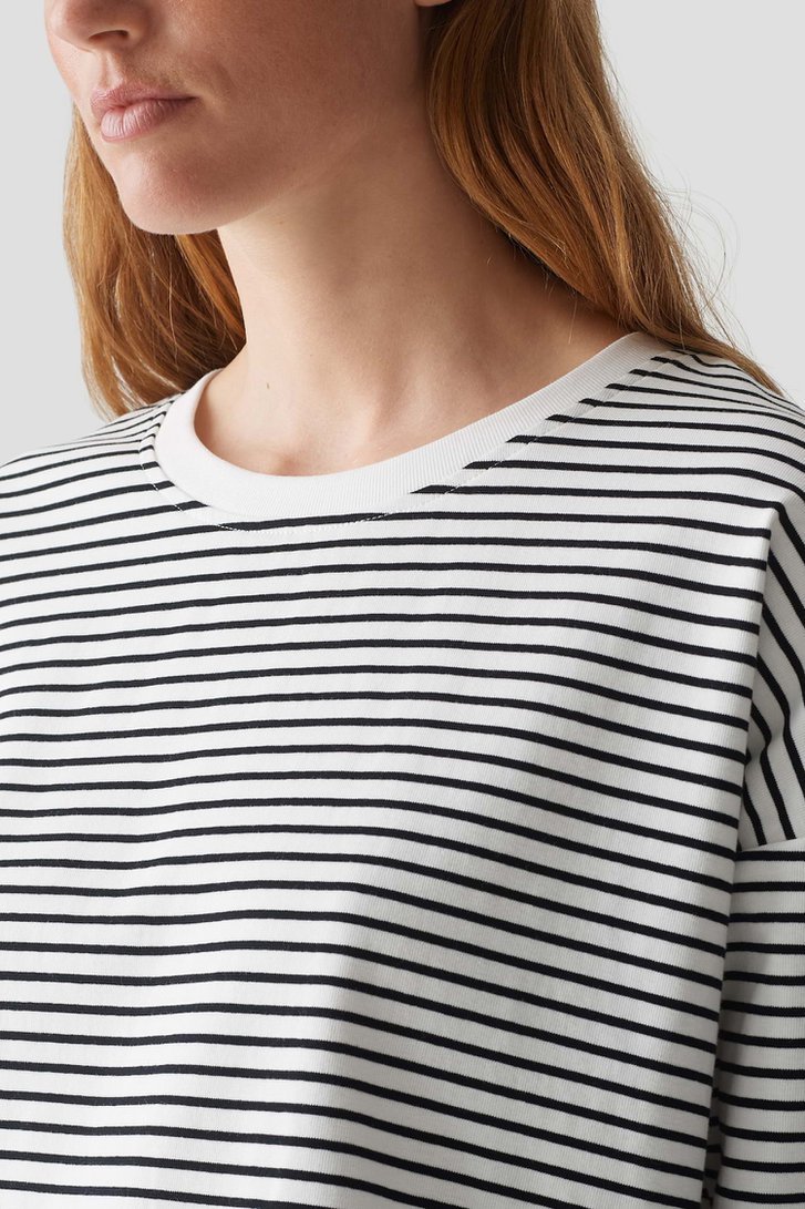 Blauw-wit gestreept T-shirt met 3/4-mouwen van Opus voor Dames