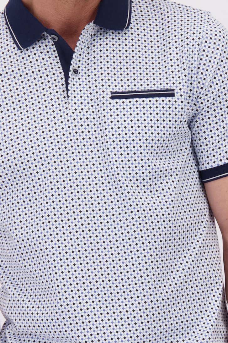 Detail van Blauw witte polo met print door Dansaert Blue voor Heren