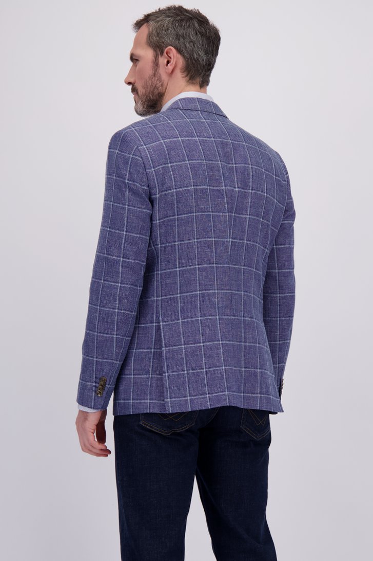 Achterkant van Blauwe blazer met geruit motief - Regular fit door Dansaert Black Premium voor Heren