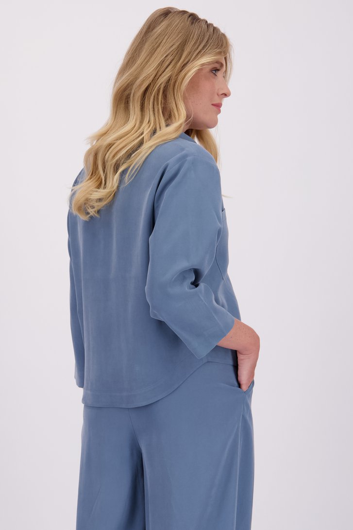 Achterkant van Blauwe blouse met 3/4 mouwen door Libelle voor Dames