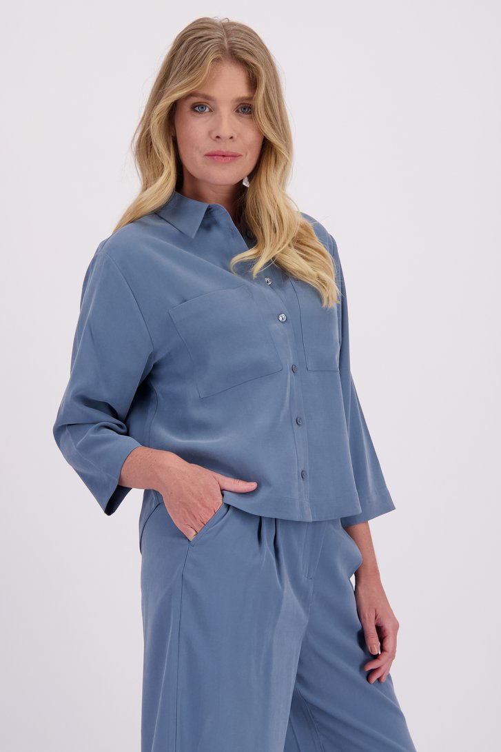 Voorkant van Blauwe blouse met 3/4 mouwen door Libelle voor Dames