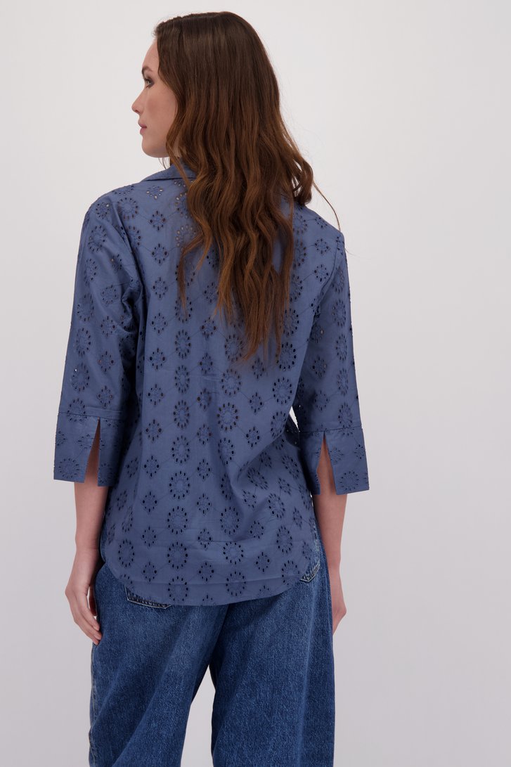 Achterkant van Blauwe blouse met broderie anglaise door JDY voor Dames