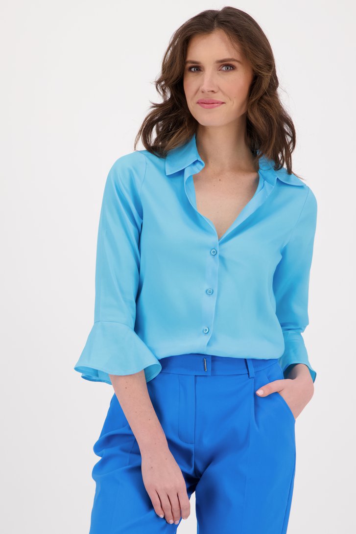 Blauwe blouse met elegante 3/4 mouwen van More & More voor Dames