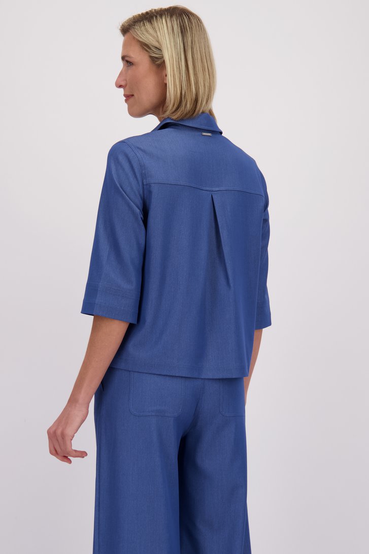 Achterkant van Blauwe blouse met jeanslook door Claude Arielle voor Dames