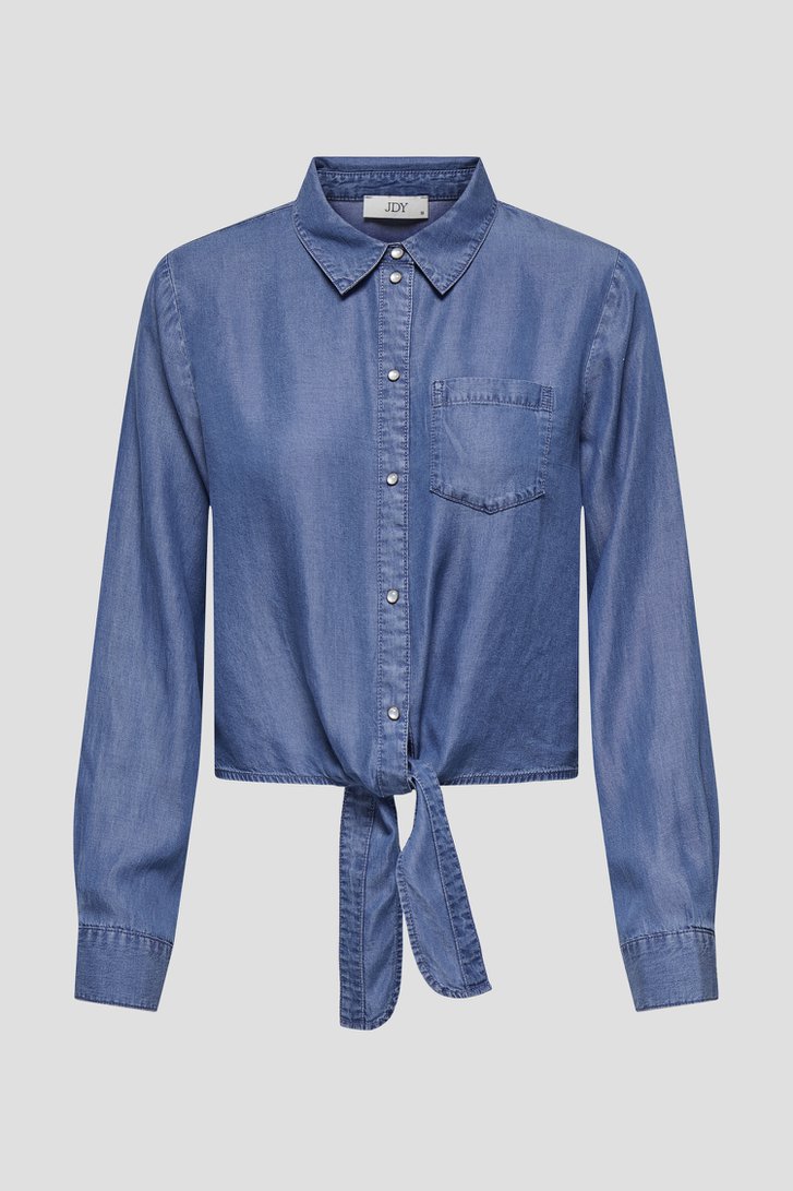 Blauwe blouse met jeanslook en knoopdetail van JDY voor Dames