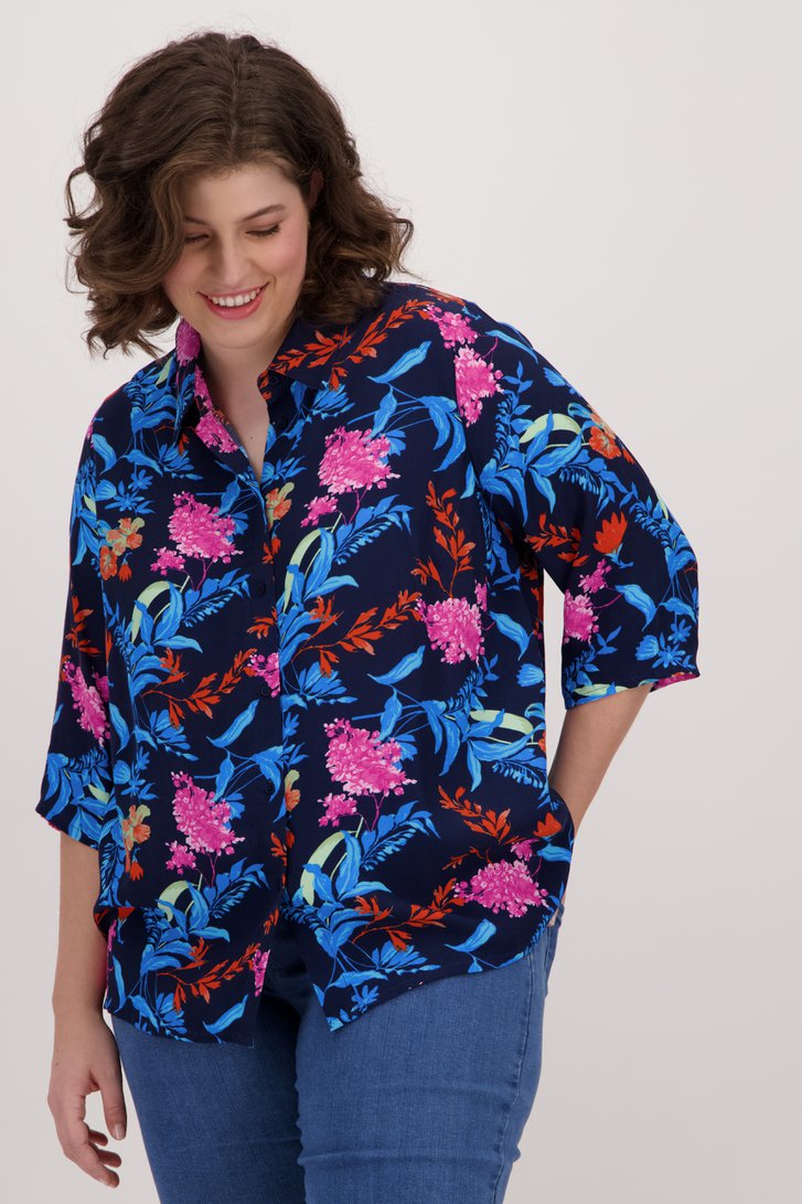Blauwe blouse met kleurrijke bloemenprint van Only Carmakoma voor Dames
