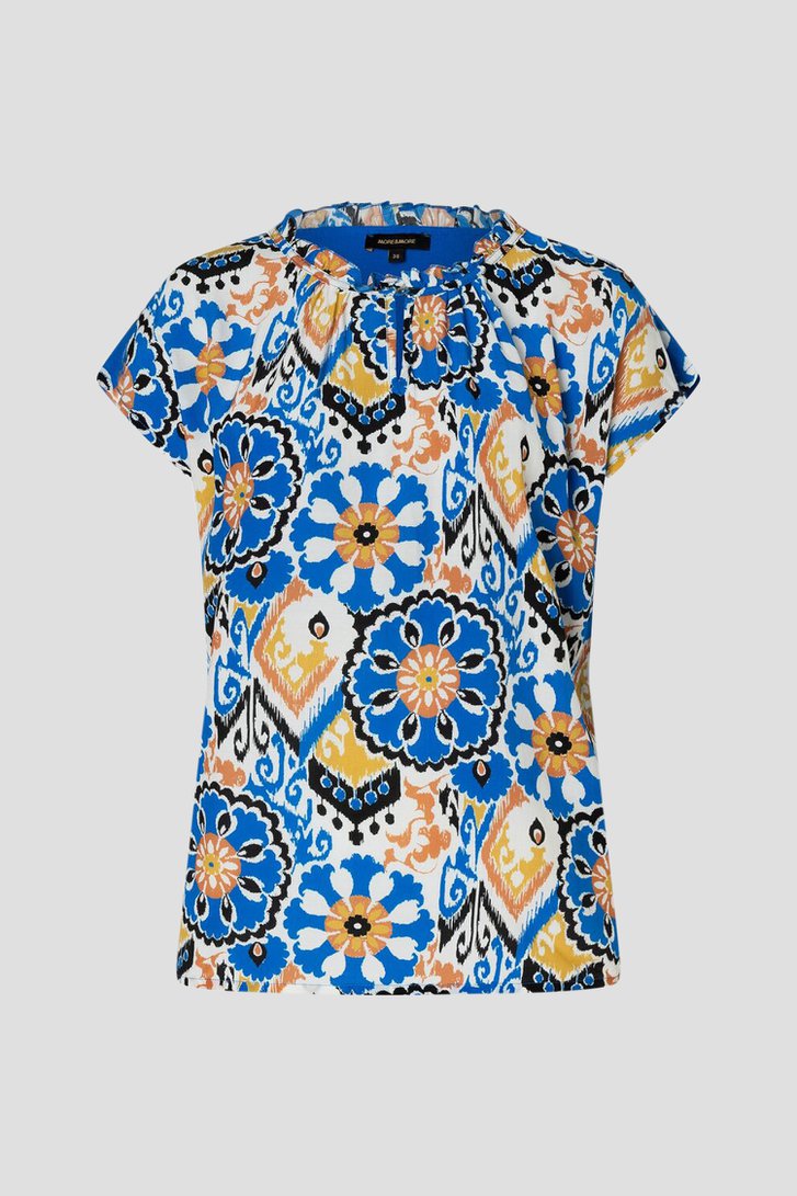 Blauwe blouse met print van More & More voor Dames