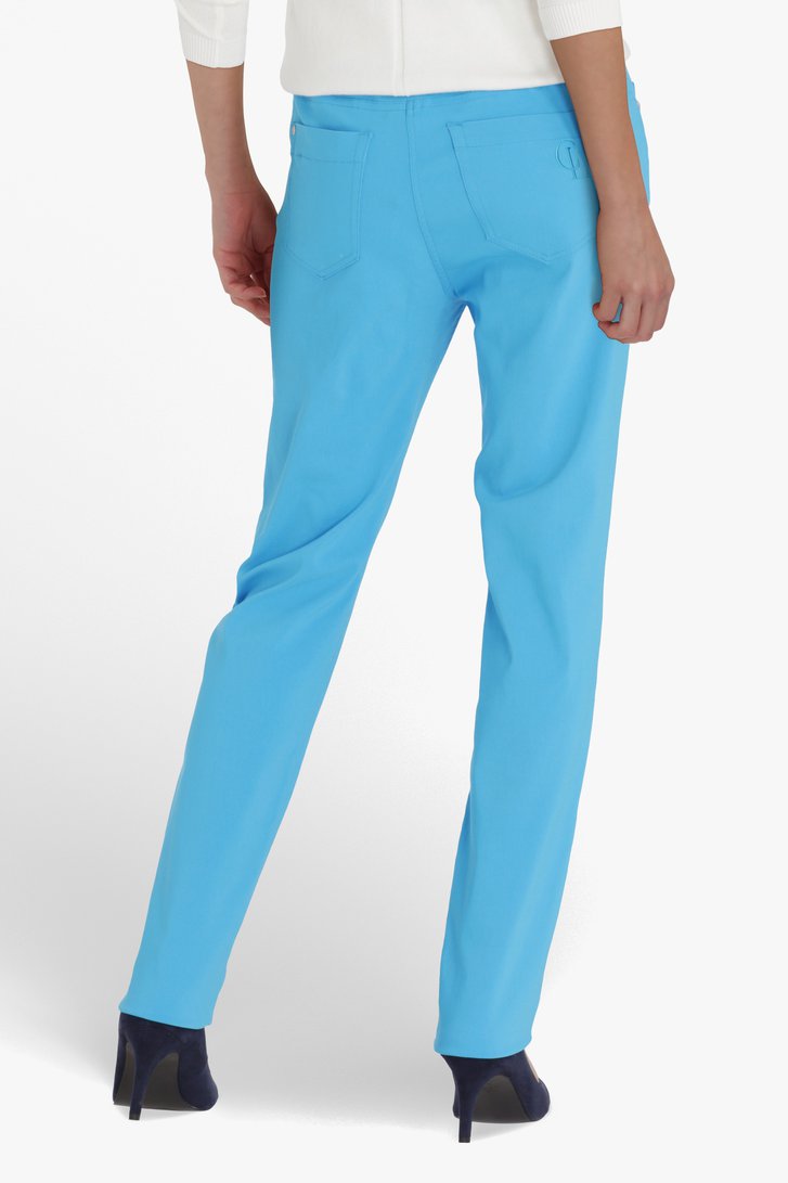 Blauwe broek met elastische taille - straight fit van Claude Arielle voor Dames