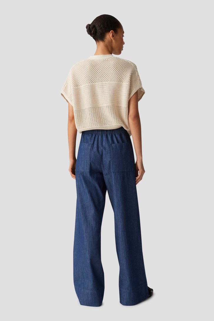 Achterkant van Blauwe broek met jeanslook door Opus voor Dames