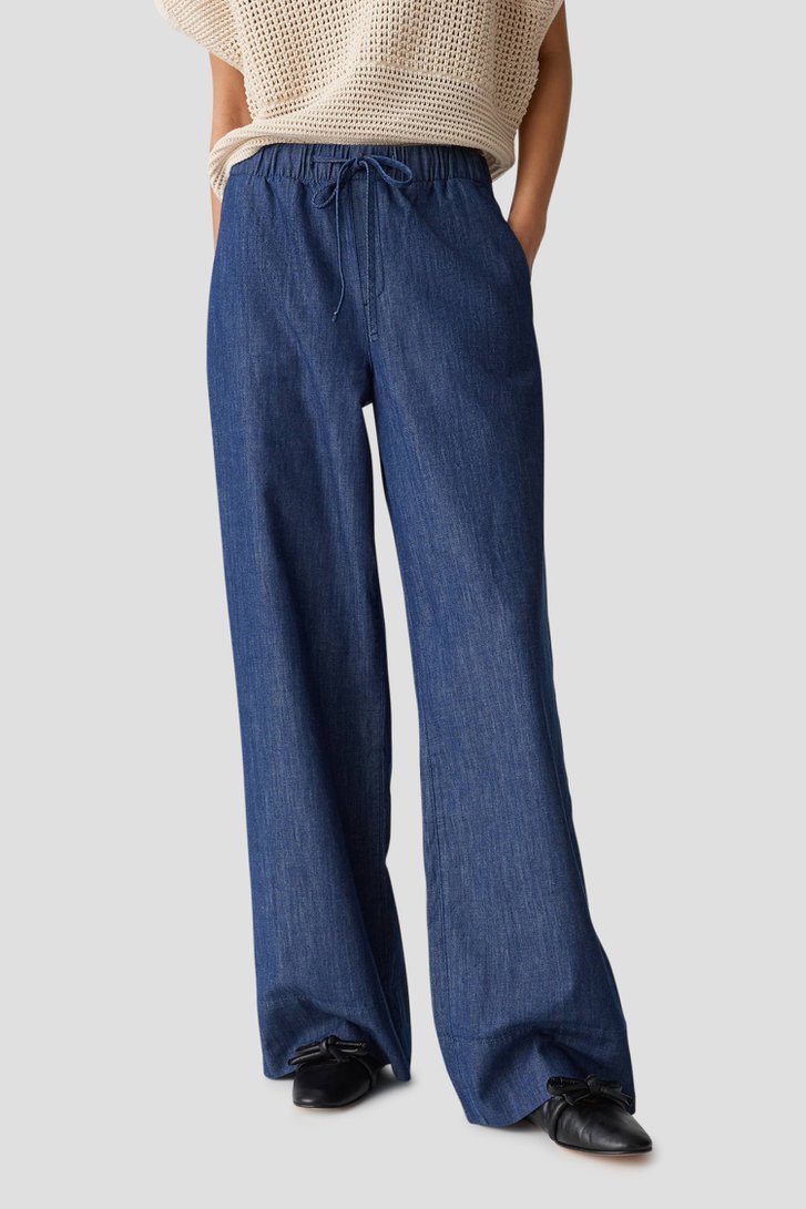 Voorkant van Blauwe broek met jeanslook door Opus voor Dames