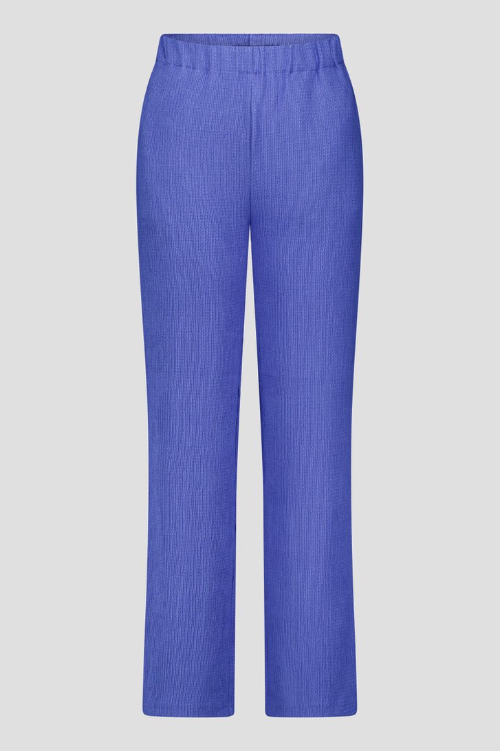 Blauwe broek met structuur en elastische taille van Claude Arielle voor Dames