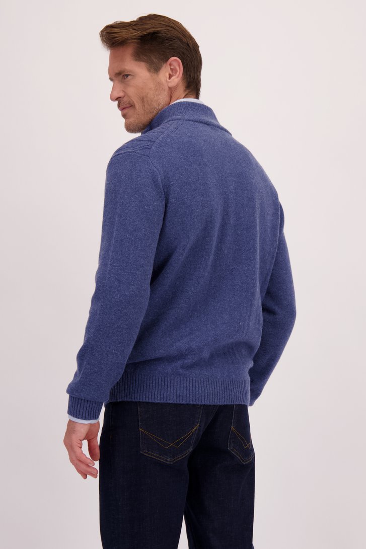 Achterkant van Blauwe cardigan met kabelmotief  door Dansaert Blue voor Heren