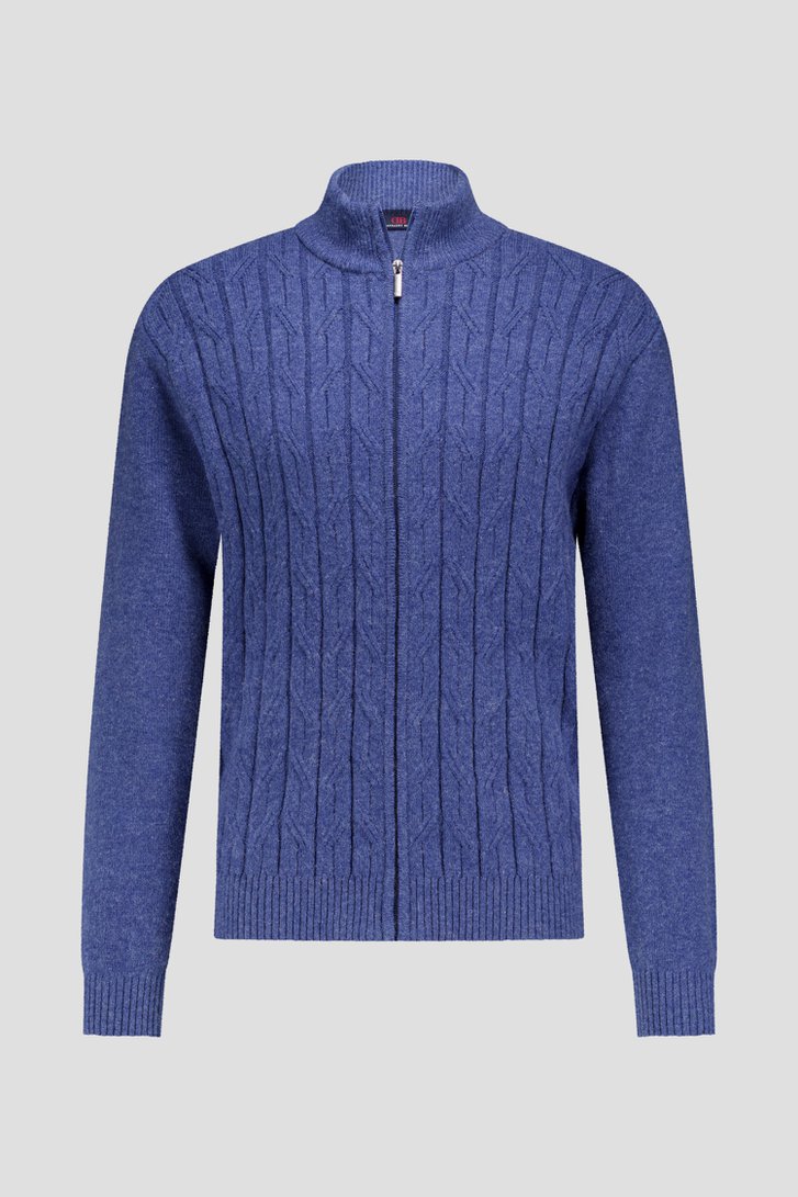 Productfoto 1 van Blauwe cardigan met kabelmotief  door Dansaert Blue voor Heren