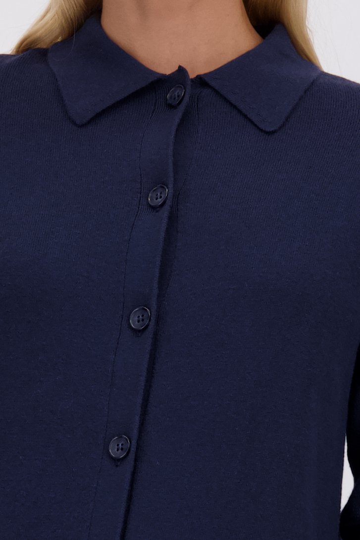 Detail van Blauwe cardigan met polokraag door Liberty Island voor Dames