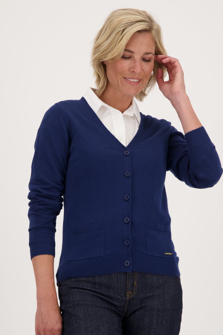 Blauwe cardigan met ton-sur-ton knopen van Claude Arielle voor Dames