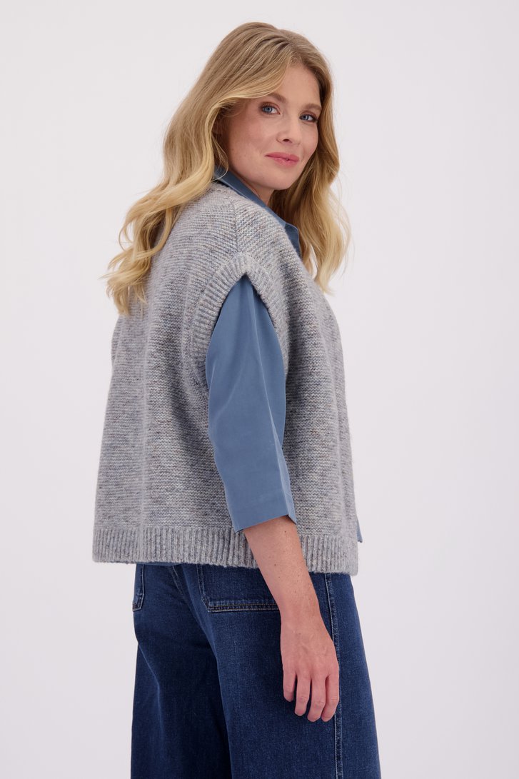Achterkant van Blauwe cardigan zonder mouwen door Libelle voor Dames