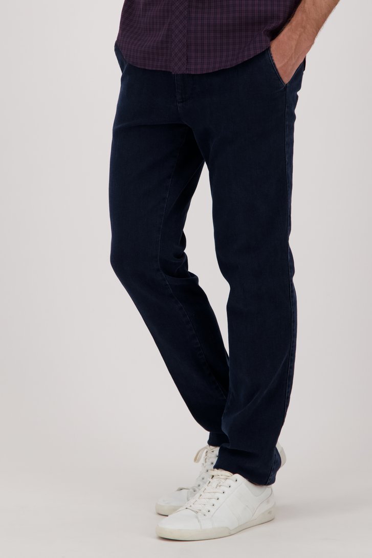 Blauwe chino met jeans look - regular fit