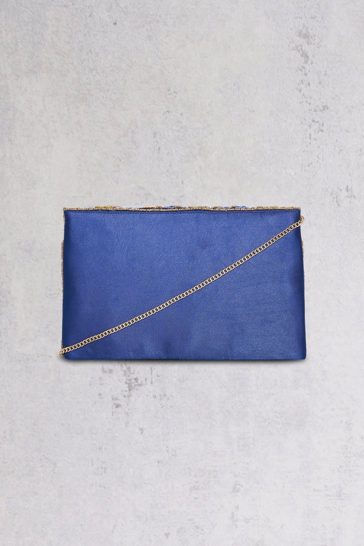Blauwe clutch met glitter en bloemen van Bulaggi voor Dames