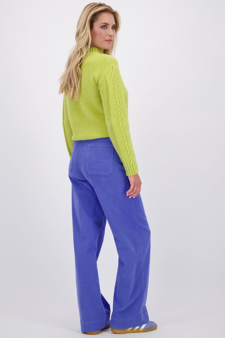 Achterkant van Blauwe corduroy broek met wijde pijpen door Libelle voor Dames