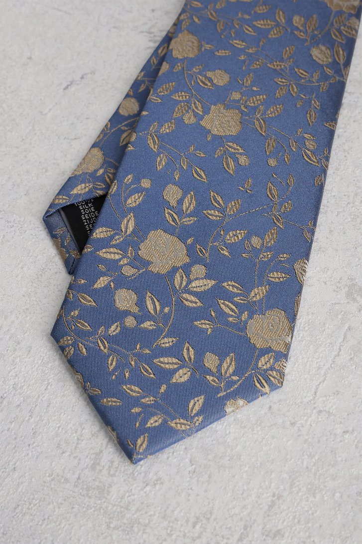 Blauwe das met beige bloemenmotief van Liberty Island voor Heren