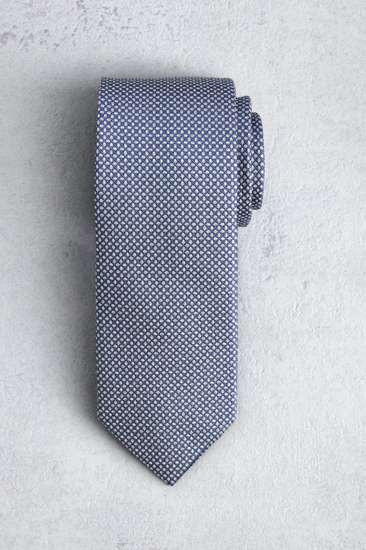 Voorkant van Blauwe das met fijn grijs motief door Liberty Island voor Heren