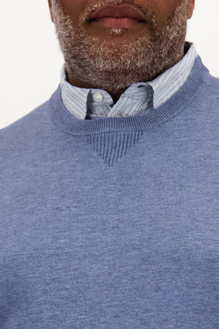 Blauwe fijngebreide trui van Jefferson voor Heren