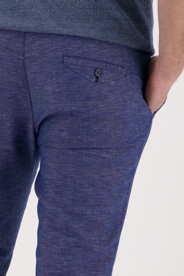 Blauwe geklede broek met linnen - slim fit van Dansaert Blue voor Heren