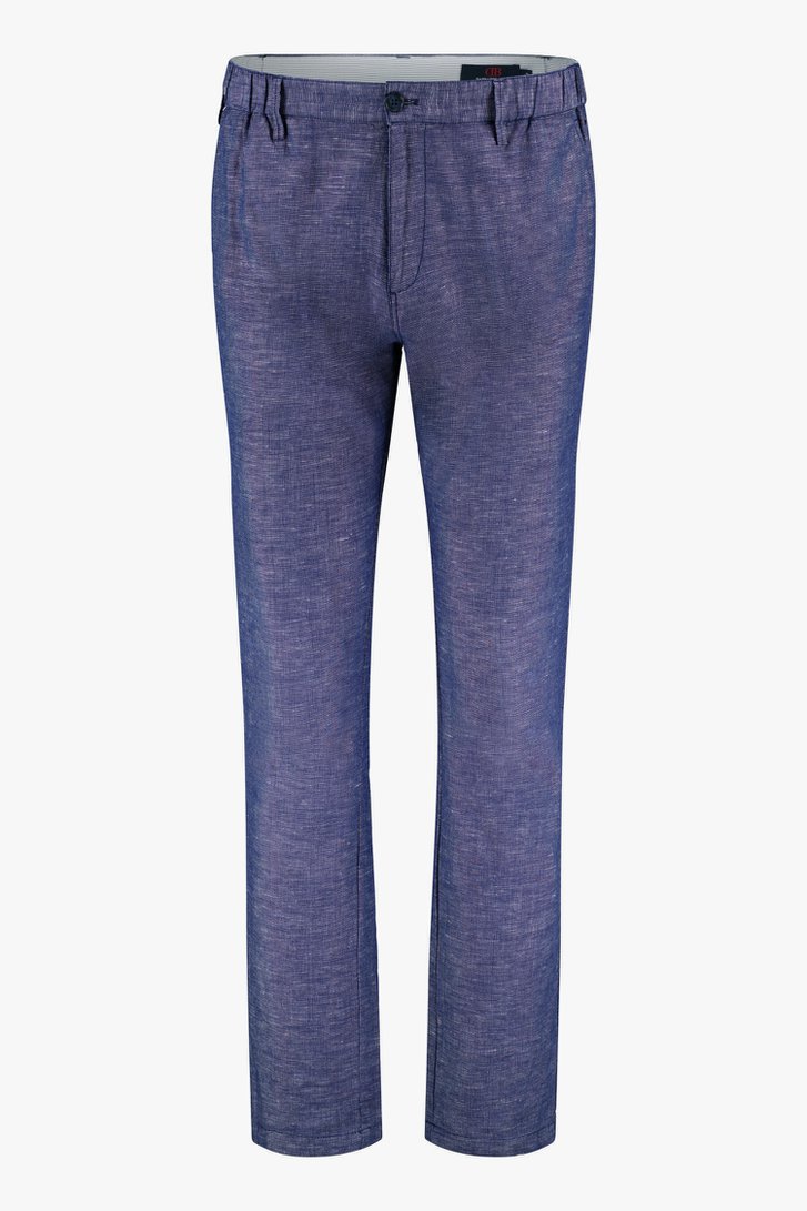 Blauwe geklede broek met linnen - slim fit van Dansaert Blue voor Heren
