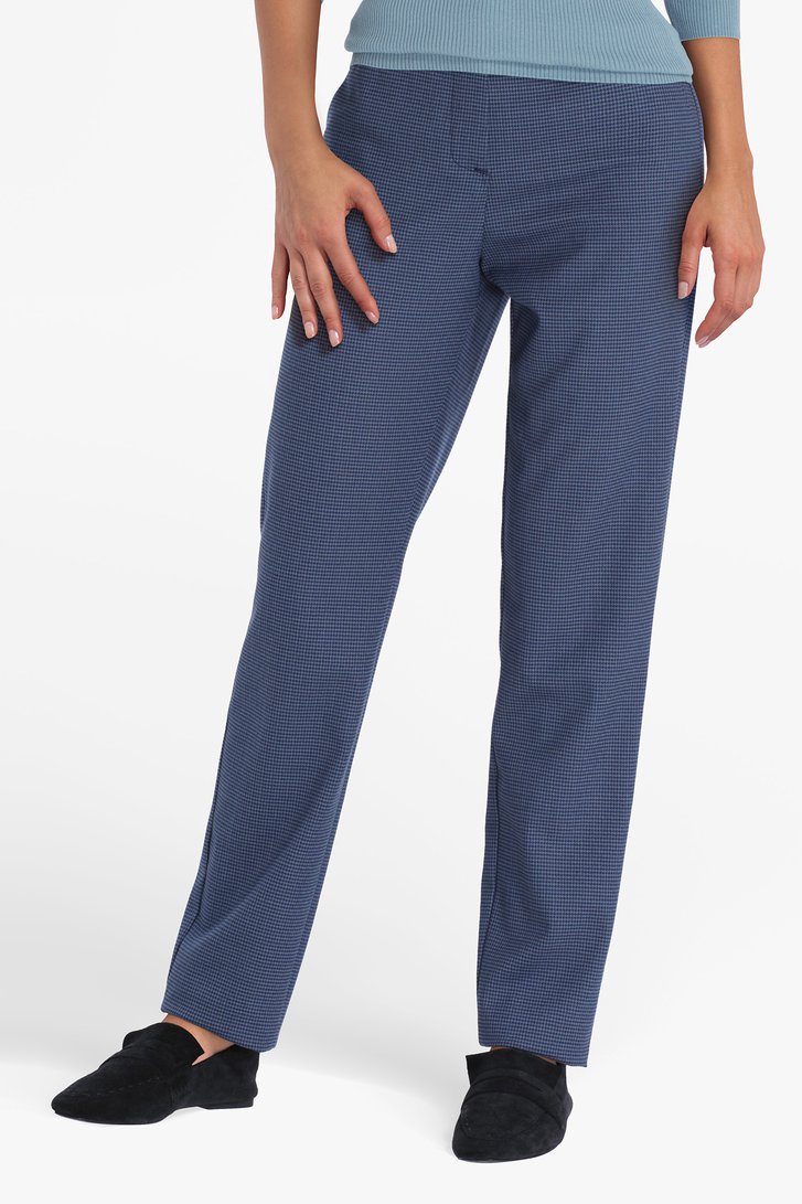Blauwe geklede broek met motief - straight fit