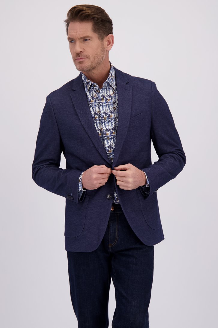 Voorkant van Blauwe gemêleerde blazer door Dansaert Blue voor Heren