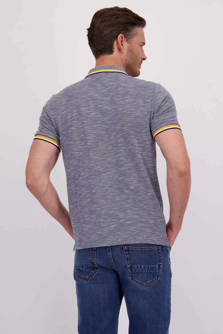 Blauwe gemêleerde polo met geel accent van Dansaert Blue voor Heren