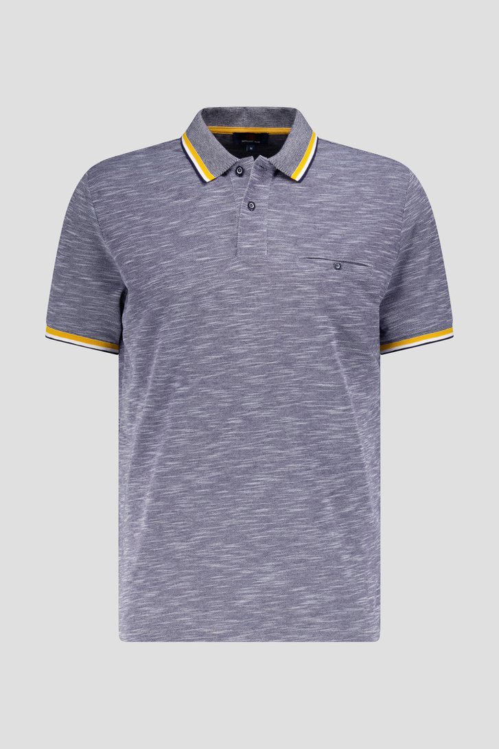 Blauwe gemêleerde polo met geel accent van Dansaert Blue voor Heren