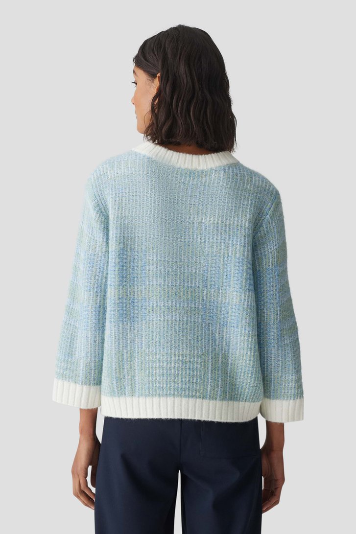 Blauwe gemêleerde trui met wol en mohair van Opus voor Dames
