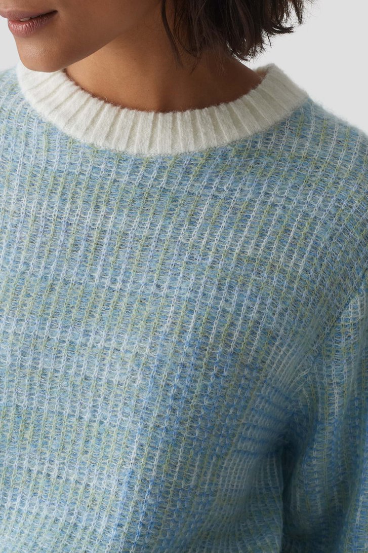 Blauwe gemêleerde trui met wol en mohair van Opus voor Dames