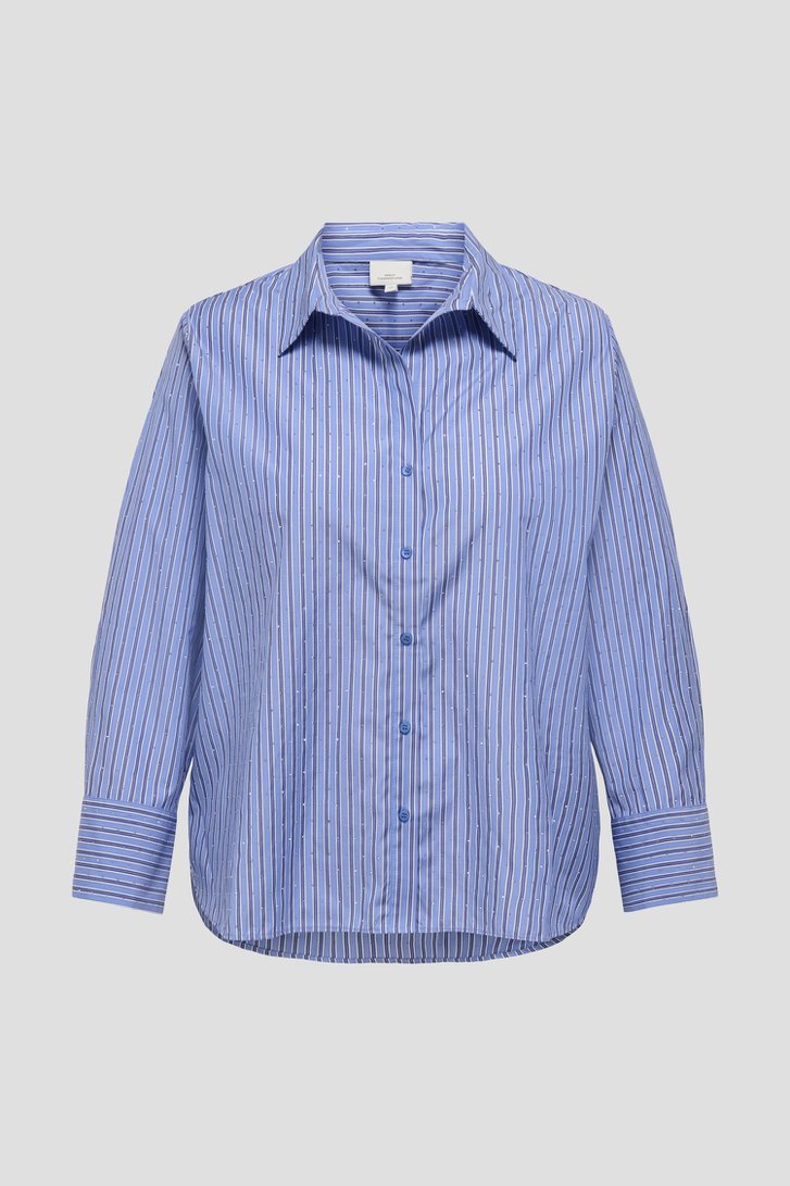 Productfoto 1 van Blauwe gestreepte blouse met strass steentjes door ONLY Carmakoma voor Dames