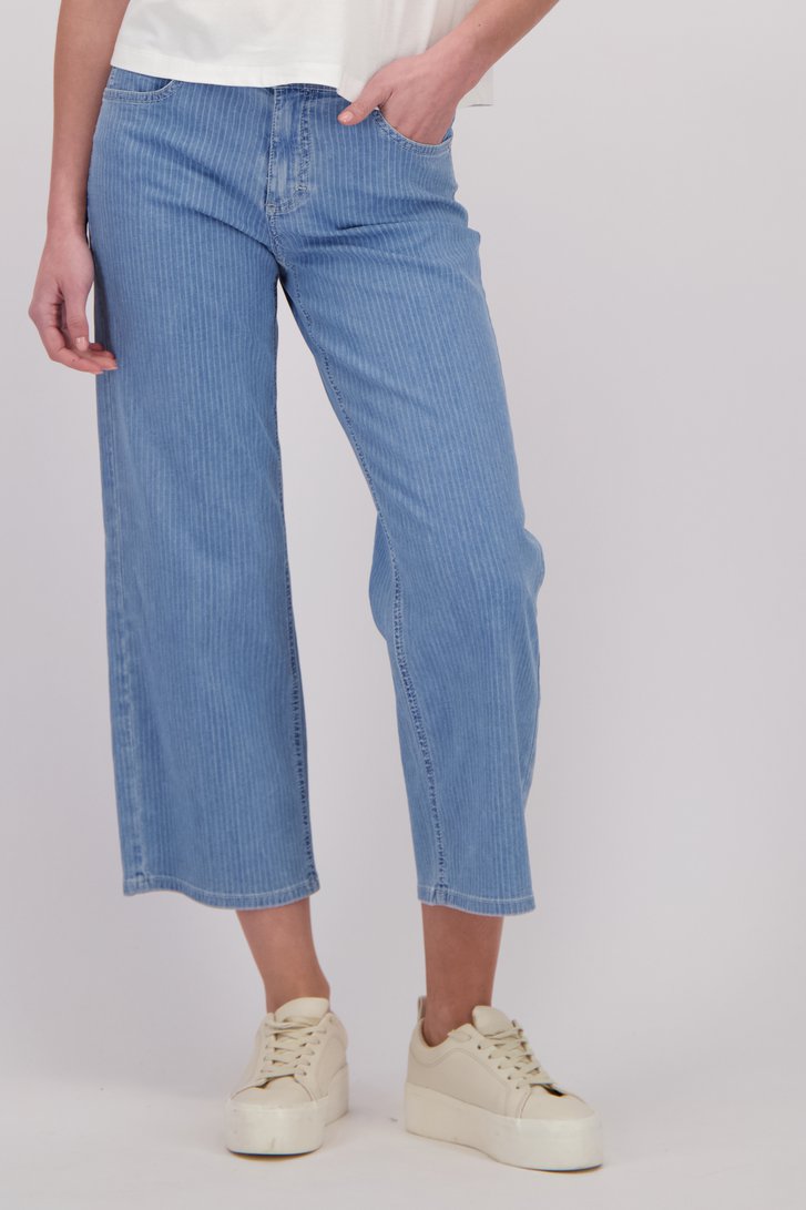 Detail van Blauwe gestreepte jeans - Culotte door Angels voor Dames