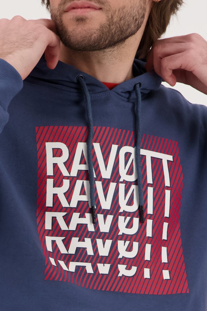 Blauwe hoodie met opdruk van Ravøtt voor Heren