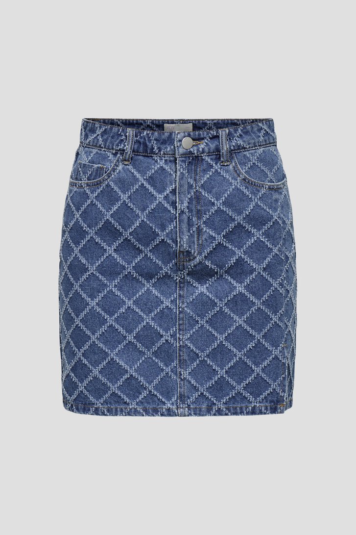 Productfoto 1 van Blauwe jeansrok met gerafeld ruitmotief  door JDY voor Dames