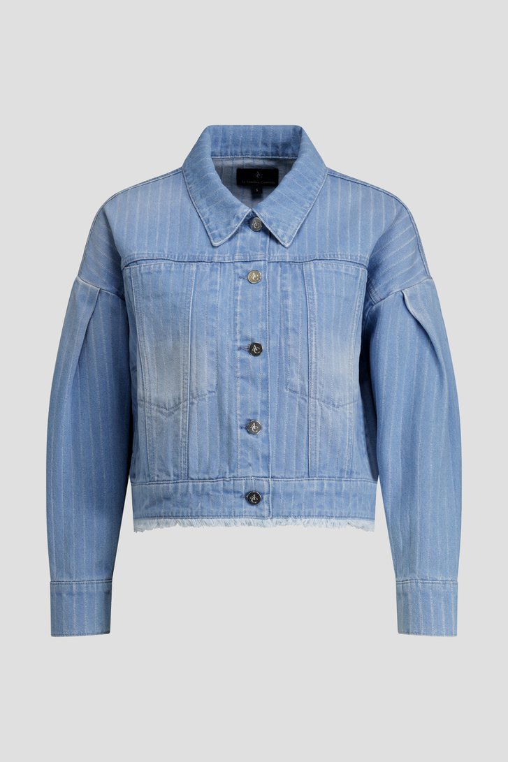 Productfoto 1 van Blauwe jeansvest met strepen door AC by Annelien Coorevits voor Dames