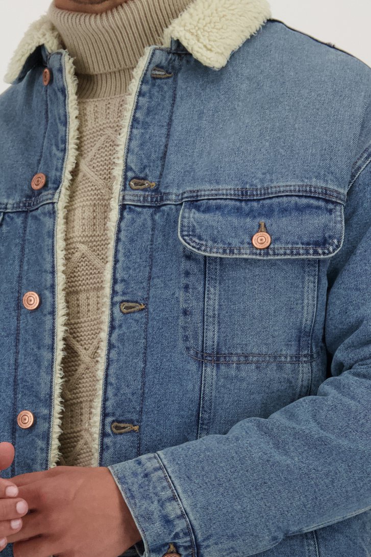 Blauwe jeansvest met teddy van ONLY & SONS voor Heren