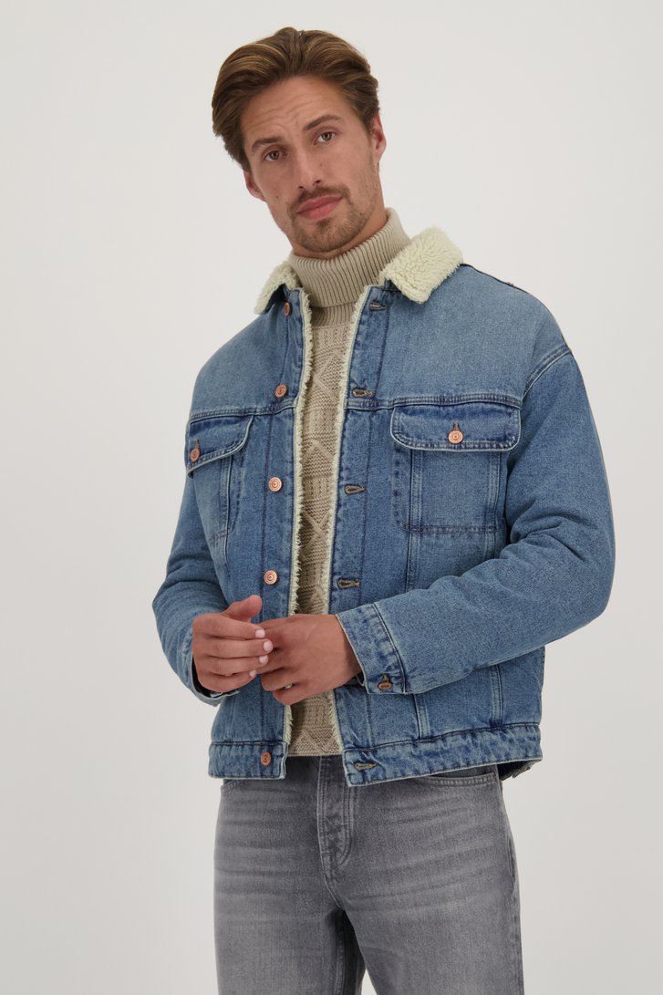 Blauwe jeansvest met teddy van ONLY & SONS voor Heren