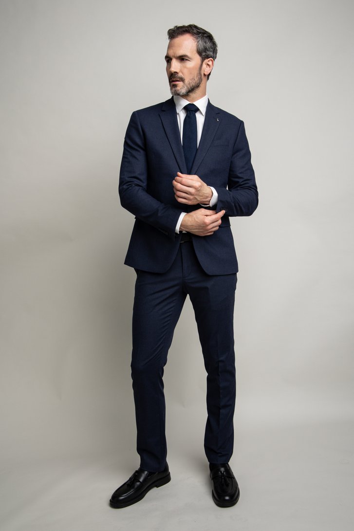 Extra foto 5 van Blauwe kostuumbroek - Slim fit - Starmer door Dansaert Black voor Heren